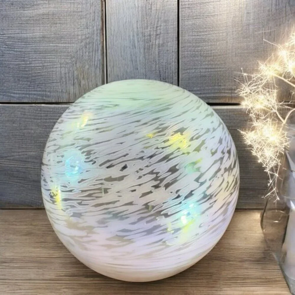 Vintage‎ Venetian Glass Paperweight Figure Italian Glass Iridescent White Swirl
